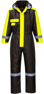Portwest Black/Yellow Lined Waterproof Winter Coverall S585